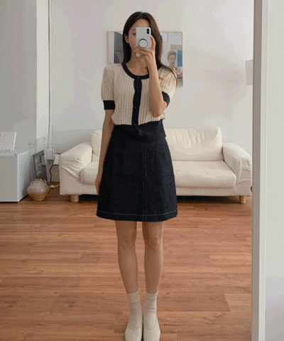 Maison Stitch Denim Skirt : [PRODUCT_SUMMARY_DESC]