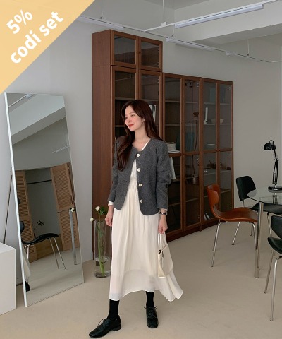 Saber Bookle Wool Jacket (40% Wool) + Sua Long Dress Women&#039;s Clothing Shopping Mall DALTT