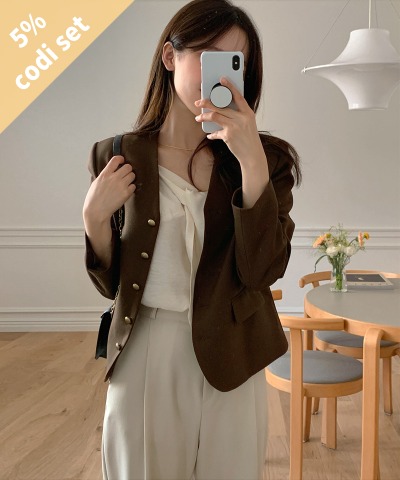 Isabelle no-collar jacket + dry pintuck slacks Women&#039;s Clothing Shopping Mall DALTT