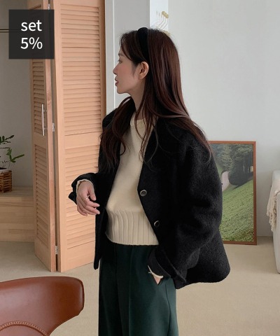 Another Buckle Wool Jacket (90% Wool) + Dust Wide Slacks Women&#039;s Clothing Shopping Mall DALTT