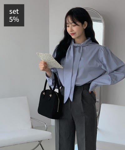 Lily tie blouse + jade wide slacks Women&#039;s Clothing Shopping Mall DALTT
