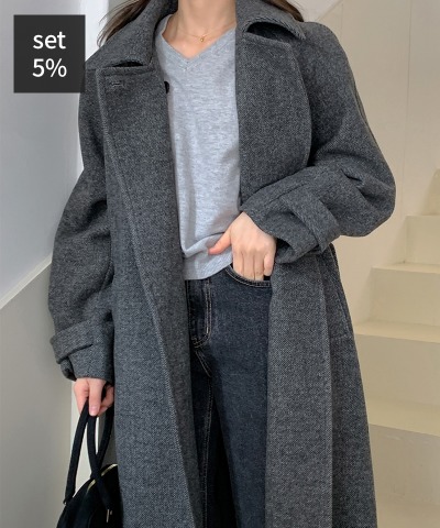 Libero Wool Coat (60% Wool) + Macaron Cashmere Short Sleeve Knit (60% Wool) Women&#039;s Clothing Shopping Mall DALTT