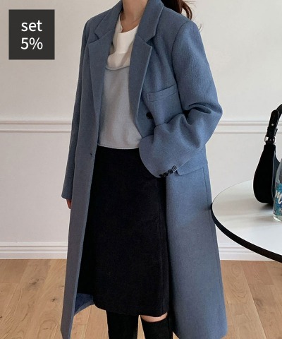 Wool Single Coat (50% Wool) + Sophie Raccoon Knit Bustier (35% Wool) + Ruel Blouse Women&#039;s Clothing Shopping Mall DALTT