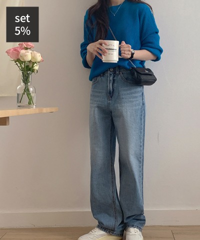 Picnic Ribbed Knit + Today Months Denim Pants Women&#039;s Clothing Shopping Mall DALTT