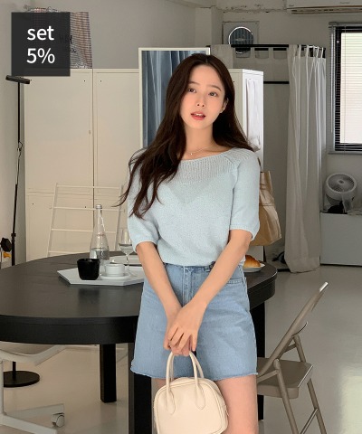 Leavening Yeori Knit + Blue Note Half Pants Women&#039;s Clothing Shopping Mall DALTT