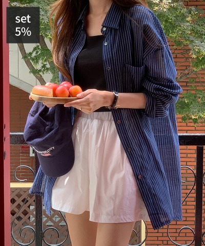 Mino Stripe Shirt + Want Banding Pants Women&#039;s Clothing Shopping Mall DALTT