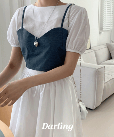 [MADE] Heart-Neck Denim Cropped Bustier Top : [PRODUCT_SUMMARY_DESC]